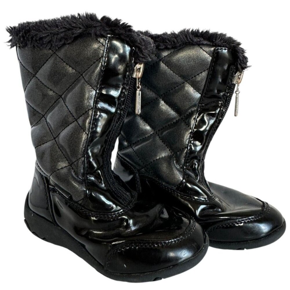 Khombu Winter Boots Solid Black Toddler Girls Size 9 Dana Faux Fur Waterproof
